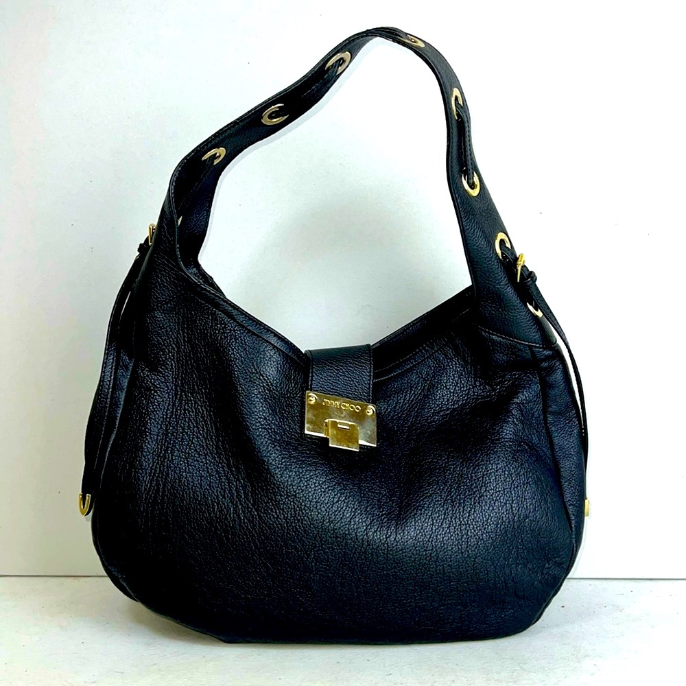 JIMMY CHOO SHOULDER BAG IN BLACK LEATHER